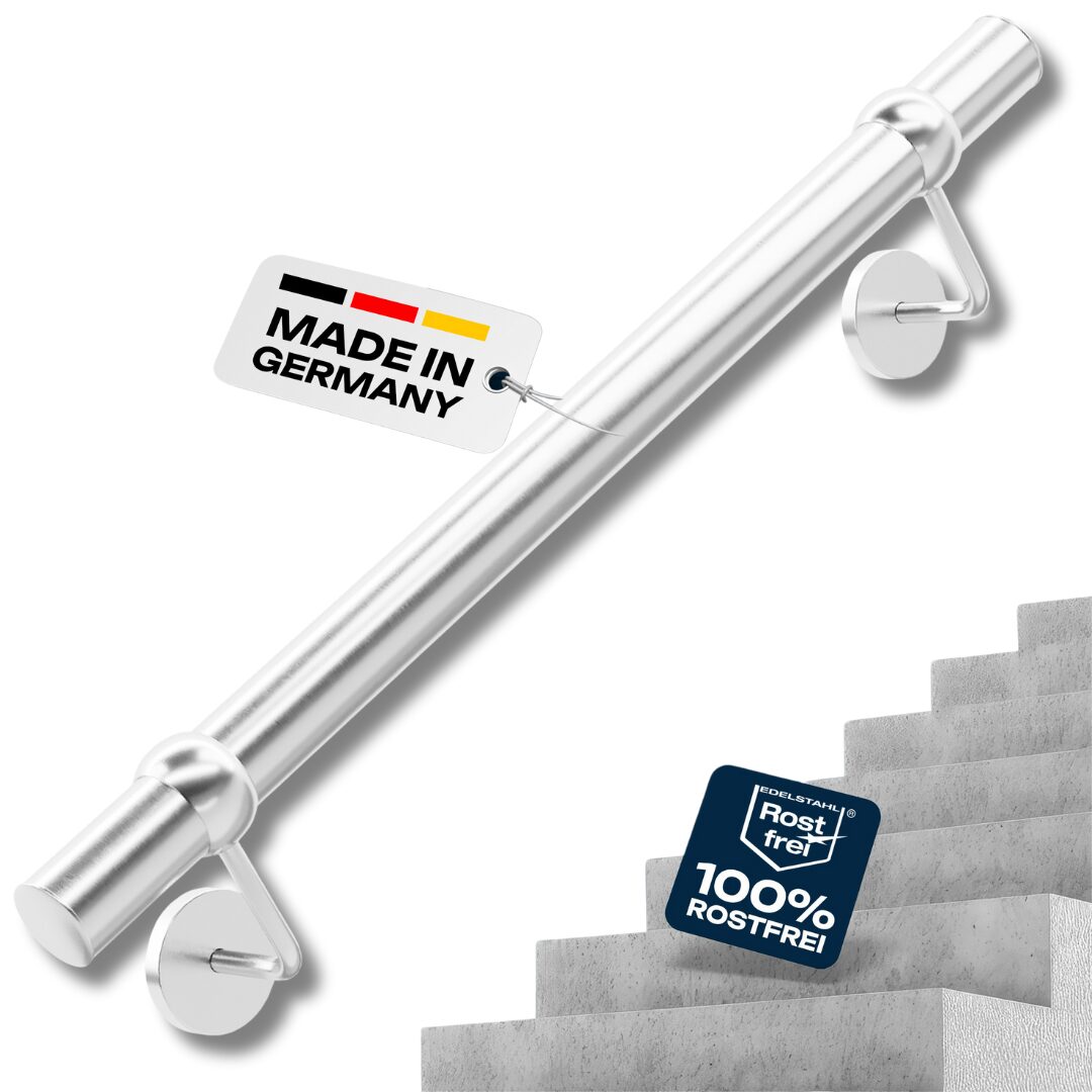 Esche Handlauf gew. Edelstahl Halter Geländer Holz Wand Set Esche Handlauf gew. Edelstahl Halter Geländer Holz Wand Set